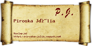 Piroska Júlia névjegykártya